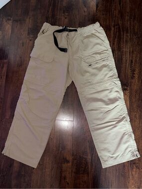 Eddie Bauer Khaki Cargo Pants with Integrated Web Belt